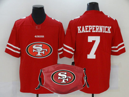 Stitched American SF.49ers #7 Colin Kaepernick Personalize Design Face Mask Football Jerseys