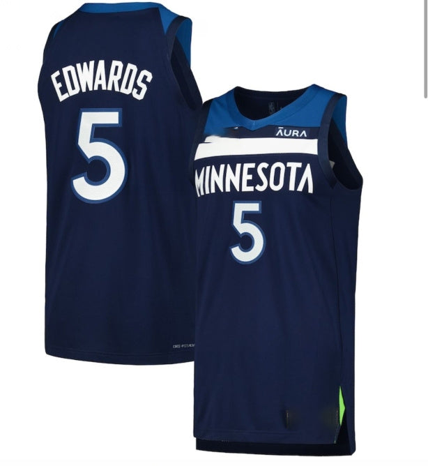 M.Timberwolves #5 Anthony Edwards Fast Break Replica Player Jersey - Association Edition - Navy American Basketball Jersey UNEC