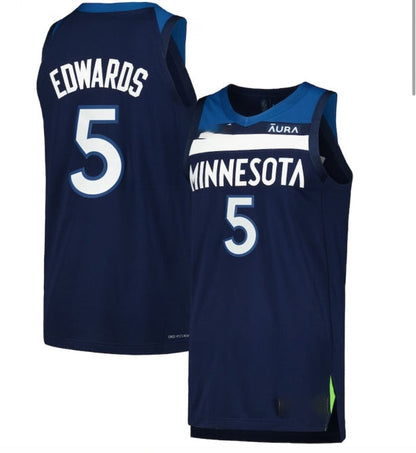 M.Timberwolves #5 Anthony Edwards Fast Break Replica Player Jersey - Association Edition - Navy American Basketball Jersey UNEC