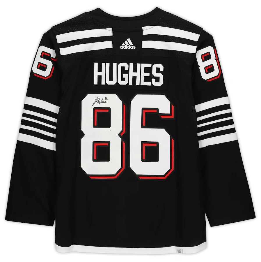 NJ.Devils #86 Jack Hughes Fanatics Authentic Autographed Alternate Limited Hockey Jersey UNEC