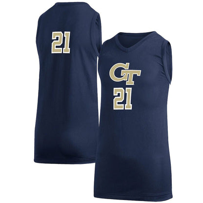 #21 GATech Yellow Jackets Game Jersey  Basketball Jersey Navy Stitched American College Jerseys