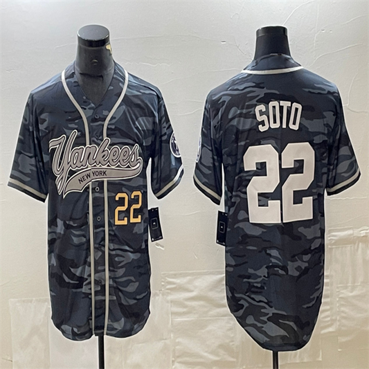 Los Angeles Dodgers #22 Juan Soto Grey Camo Home Authentic Patch Jersey Baseball Jerseys