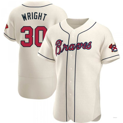 Atlanta Braves #30 Kyle Wright Cream Alternate Jersey Stitches Baseball Jerseys