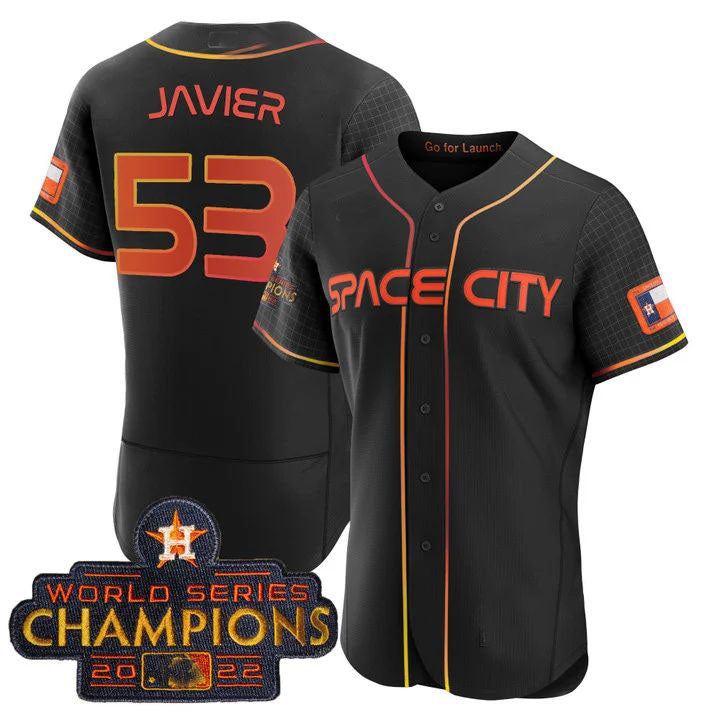 Houston Astros #53 CRISTIAN JAVIER  BLACK 2023 SPACE CITY CHAMPIONS FLEX JERSEY ¨CALL STITCHEDBaseball Jerseys