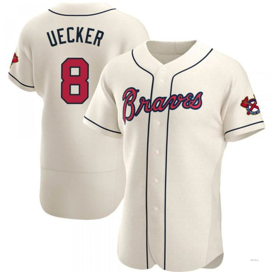 Atlanta Braves #8 Bob Uecker Cream Alternate Jersey Stitches Baseball Jerseys