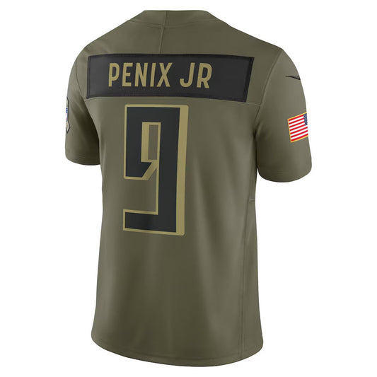 A.Falcons #9 Michael Penix Jr. Olive 2025 Salute to Service Limited Jersey Stitched American Football Jerseys UNEC