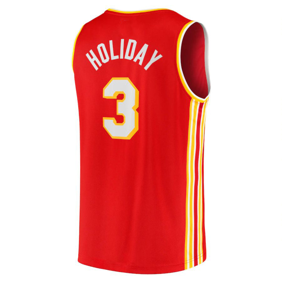 A.Hawks #3 Aaron Holiday Fanatics Branded Fast Break Replica Jersey Icon Edition Red Stitched American Basketball Jersey UNEC