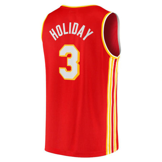 A.Hawks #3 Aaron Holiday Fanatics Branded Fast Break Replica Jersey Icon Edition Red Stitched American Basketball Jersey UNEC