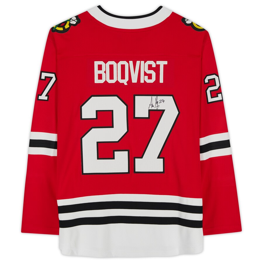 C.Blackhawks #27 Adam Boqvist Fanatics Authentic Autographed Fanatics Breakaway Jersey Red Stitched American Hockey Jersey UNEC