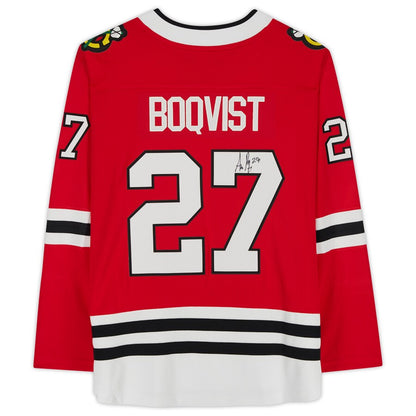 C.Blackhawks #27 Adam Boqvist Fanatics Authentic Autographed Fanatics Breakaway Jersey Red Stitched American Hockey Jersey UNEC