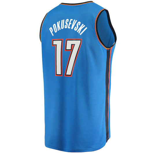 OC.Thunder #17 Aleksej Pokusevski Fanatics Branded 2021-22 Fast Break Replica Jersey Icon Edition Blue Stitched American Basketball Jersey UNEC
