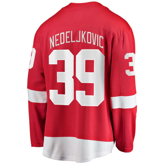 D.Red Wings #39 Alex Nedeljkovic Fanatics Branded Home Breakaway Player Jersey Red Stitched American Hockey Jersey UNEC