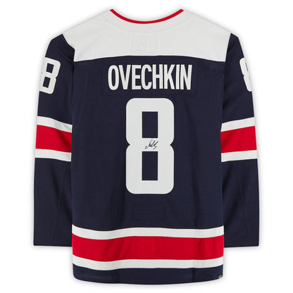 W.Capitals #8 Alex Ovechkin Fanatics Authentic Autographed Alternate Navy Stitched American Hockey Jersey UNEC