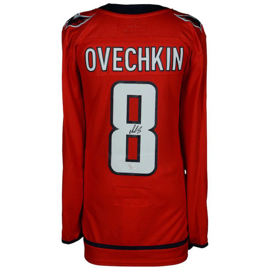 W.Capitals #8 Alex Ovechkin Fanatics Authentic Autographed Red Stitched American Hockey Jersey UNEC
