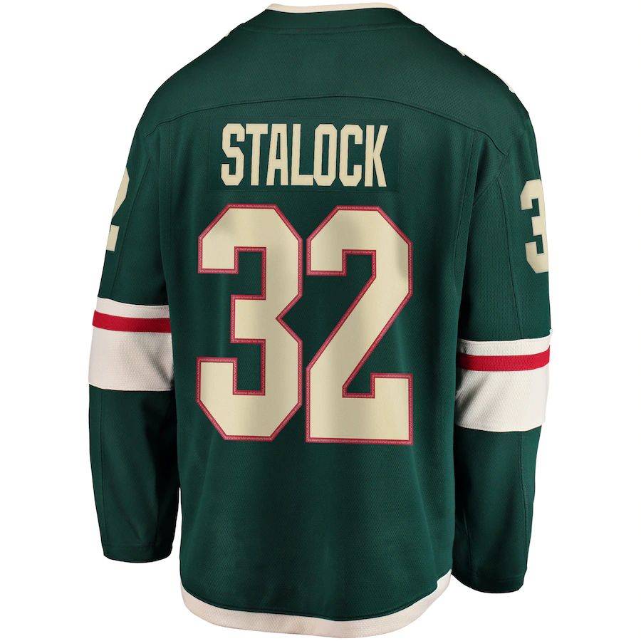M.Wild #32 Alex Stalock Fanatics Branded Breakaway Player Jersey Green Stitched American Hockey Jersey UNEC