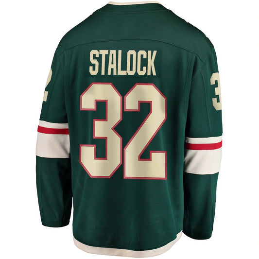 M.Wild #32 Alex Stalock Fanatics Branded Breakaway Player Jersey Green Stitched American Hockey Jersey UNEC