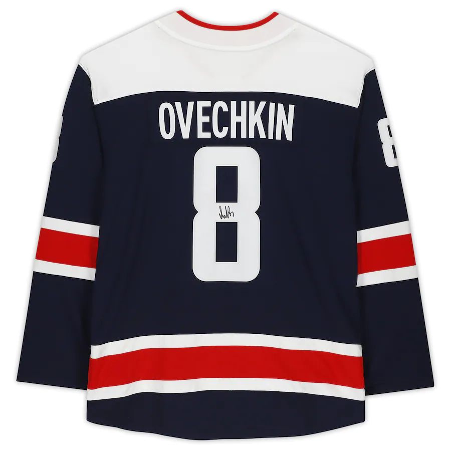 W.Capitals #8 Alex Ovechkin Fanatics Authentic Autographed Branded Alternate Breakaway Jersey Navy Stitched American Hockey Jersey UNEC
