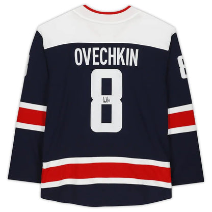 W.Capitals #8 Alex Ovechkin Fanatics Authentic Autographed Branded Alternate Breakaway Jersey Navy Stitched American Hockey Jersey UNEC