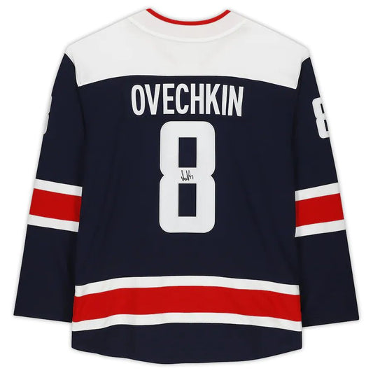 W.Capitals #8 Alex Ovechkin Fanatics Authentic Autographed Branded Alternate Breakaway Jersey Navy Stitched American Hockey Jersey UNEC