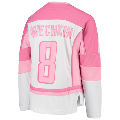 W.Capitals #8 Alex Ovechkin Girls Fashion Player Jersey White Stitched American Hockey Jersey UNEC