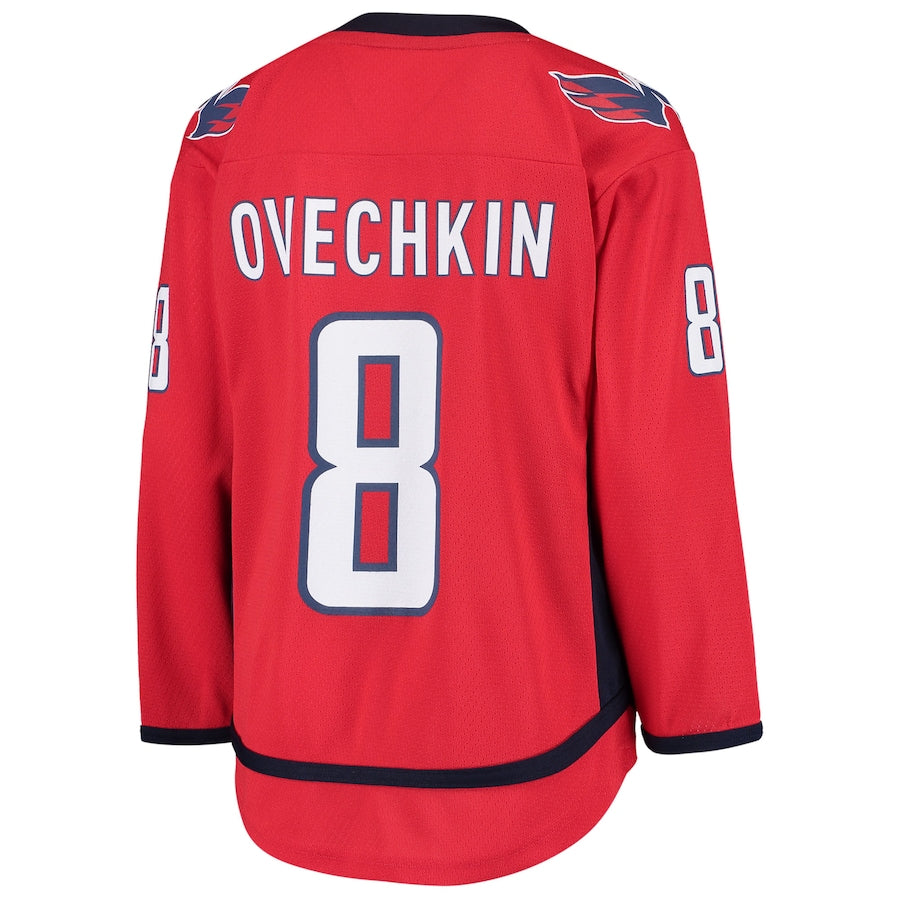 W.Capitals #8 Alex Ovechkin Home Replica Player Jersey Red Stitched American Hockey Jersey UNEC