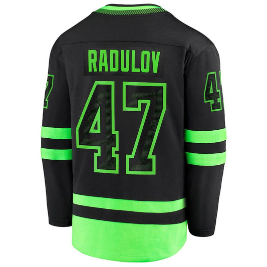 D.Stars #47 Alexander Radulov Fanatics Branded 2020-21 Alternate Premier Breakaway Player Jersey Black Stitched American Hockey Jersey UNEC