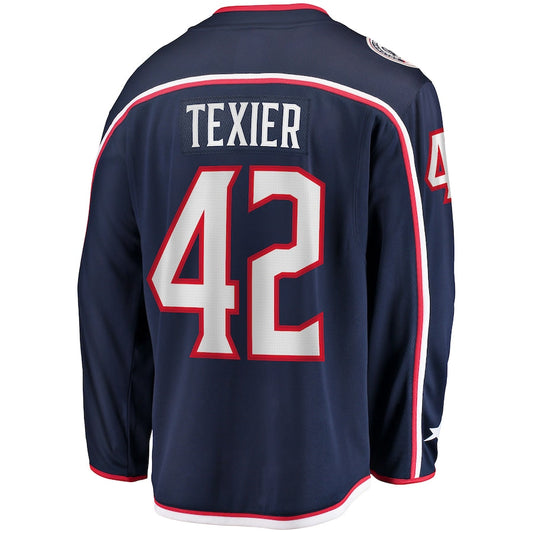 C.Blue Jackets #42 Alexandre Texier Fanatics Branded Home Breakaway Player Jersey Navy Stitched American Hockey Jersey UNEC