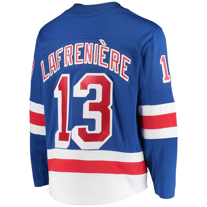 NY.Rangers #13 Alexis Lafreniere Fanatics Branded Premier Breakaway Player Jersey Blue Jersey Stitched American Hockey Jersey UNEC