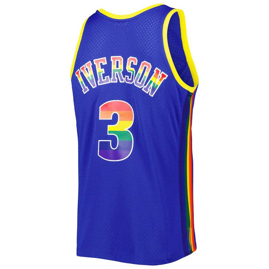 D.Nuggets #3 Allen Iverson Mitchell & Ness 2006-07 Hardwood Classics Reload 3.0 Swingman Jersey Royal Stitched American Basketball Jersey UNEC