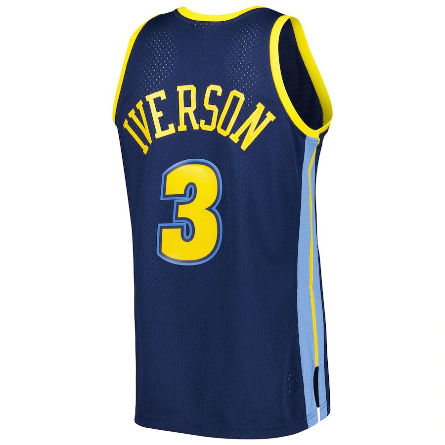 D.Nuggets #3 Allen Iverson Mitchell & Ness 2006-07 Hardwood Classics Swingman Jersey Navy Stitched American Basketball Jersey UNEC