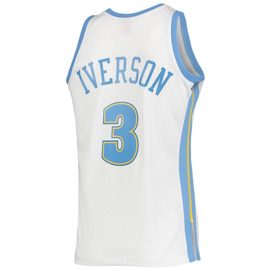 D.Nuggets #3 Allen Iverson Mitchell & Ness 2006-07 Hardwood Classics Swingman Jersey White Stitched American Basketball Jersey UNEC