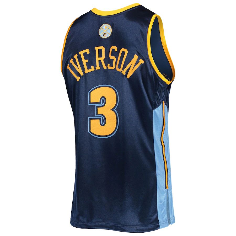 D.Nuggets #3 Allen Iverson Mitchell & Ness Hardwood Classics Authentic 2006 Jersey Navy Stitched American Basketball Jersey UNEC