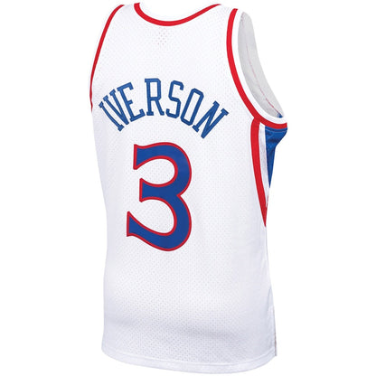 PH.76ers #3 Allen Iverson Mitchell & Ness Big & Tall Hardwood Classics 1996-97 Swingman Jersey White Stitched American Basketball Jersey UNEC