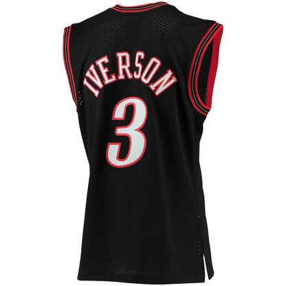 PH.76ers #3 Allen Iverson Mitchell & Ness Big & Tall Hardwood Classics Jersey Black Stitched American Basketball Jersey UNEC