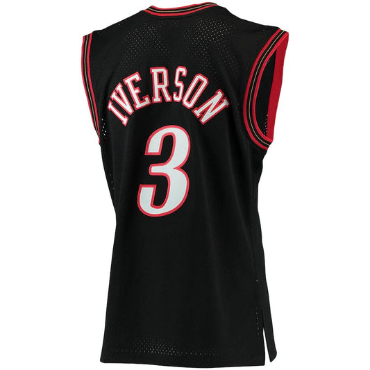 PH.76ers #3 Allen Iverson Mitchell & Ness Big & Tall Hardwood Classics Jersey Black Stitched American Basketball Jersey UNEC