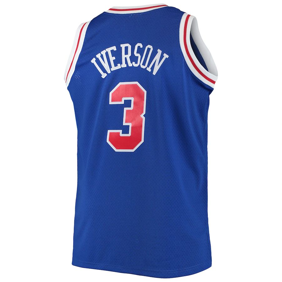 PH.76ers #3 Allen Iverson Mitchell & Ness Big & Tall Hardwood Classics Swingman Jersey Royal Stitched American Basketball Jersey UNEC