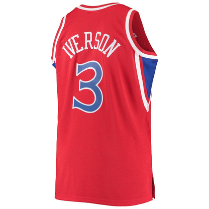 PH.76ers #3 Allen Iverson Mitchell & Ness Big & Tall Hardwood Classics Swingman Player Jersey Red Stitched American Basketball Jersey UNEC