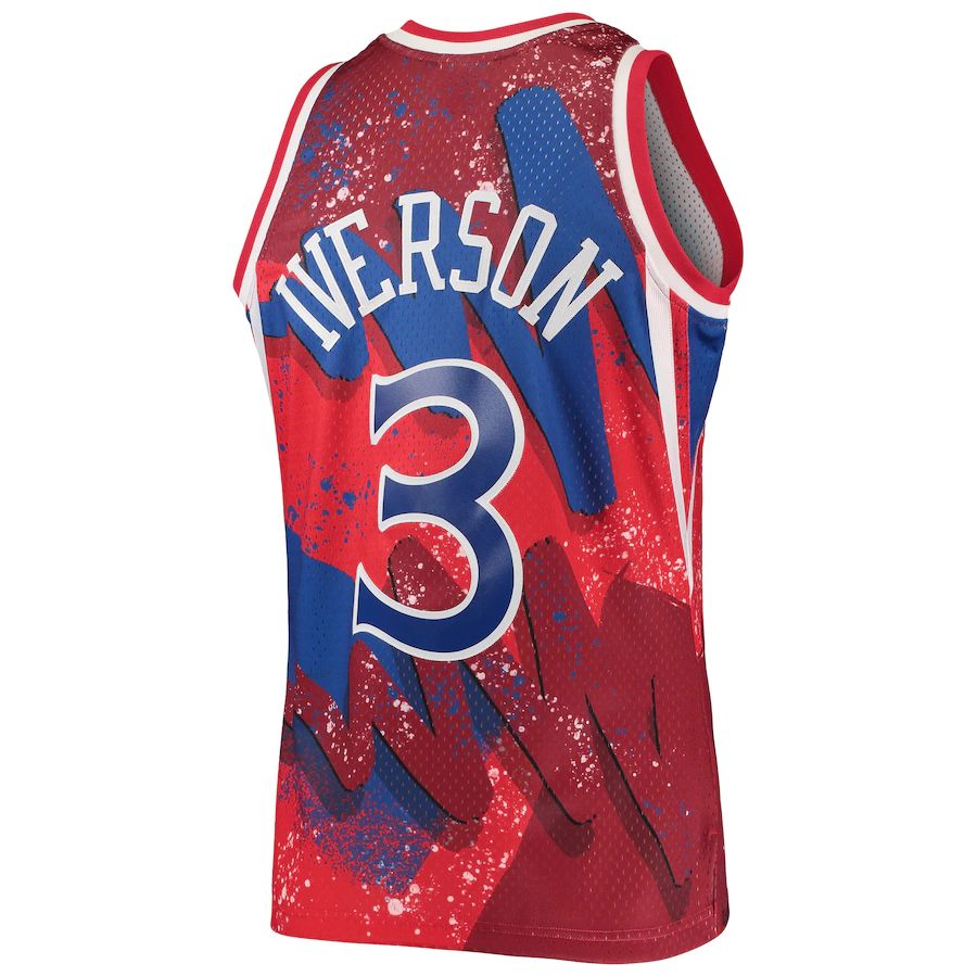 PH.76ers #3 Allen Iverson Mitchell & Ness Hardwood Classics 1996-97 Hyper Hoops Swingman Jersey Red Stitched American Basketball Jersey UNEC