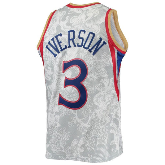 PH.76ers #3 Allen Iverson Mitchell & Ness Hardwood Classics 1996-97 Lunar New Year Swingman Jersey White Stitched American Basketball Jersey UNEC
