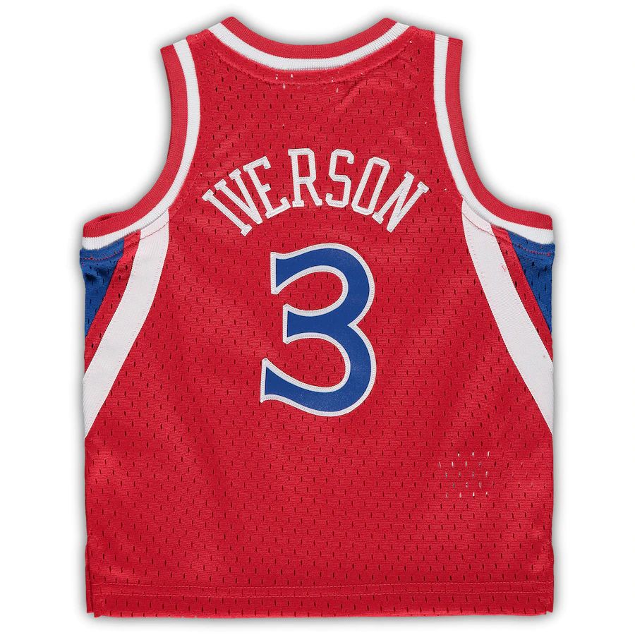 PH.76ers #3 Allen Iverson Mitchell & Ness Infant 1996-97 Hardwood Classics Retired Player Jersey Red Stitched American Basketball Jersey UNEC
