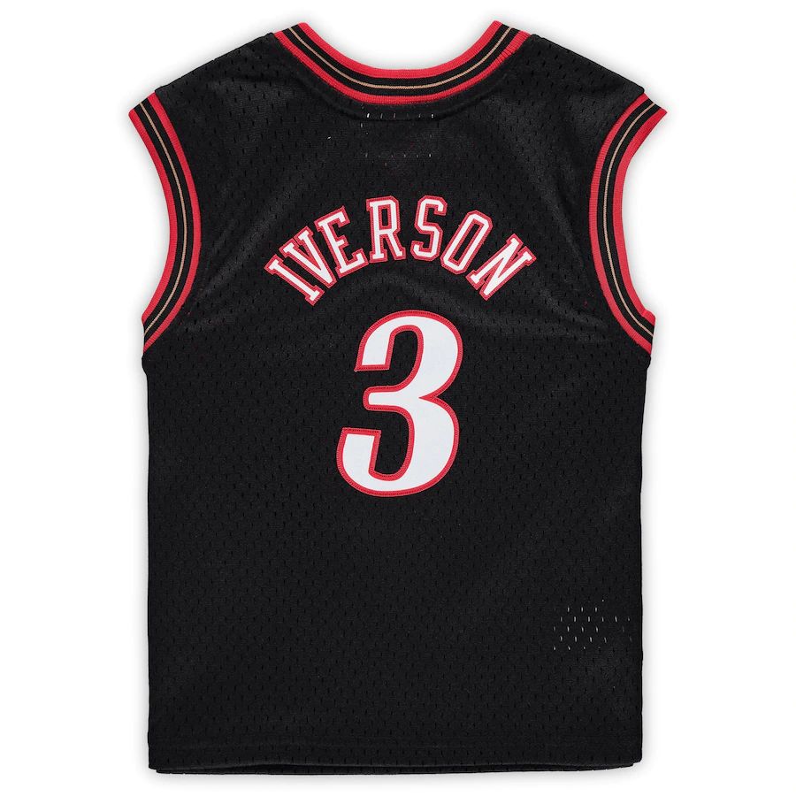 PH.76ers #3 Allen Iverson Mitchell & Ness Preschool 2000-2001 Hardwood Classics Throwback Team Jersey Black Stitched American Basketball Jersey UNEC