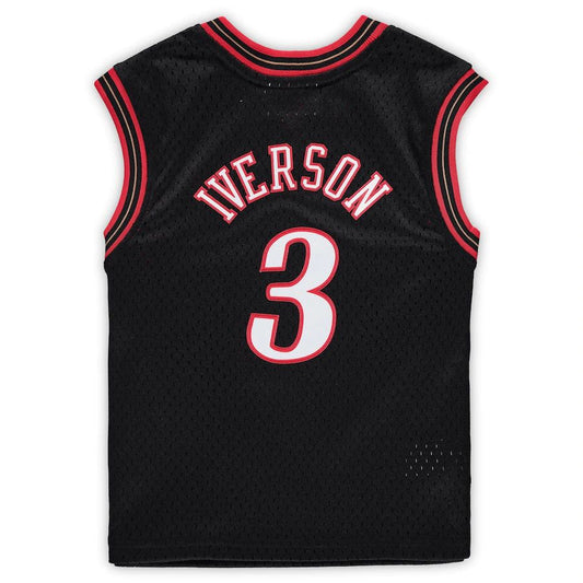 PH.76ers #3 Allen Iverson Mitchell & Ness Preschool 2000-2001 Hardwood Classics Throwback Team Jersey Black Stitched American Basketball Jersey UNEC