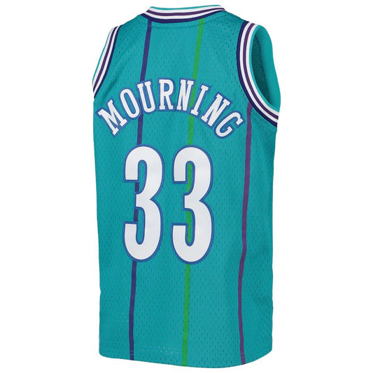 C.Hornets #33 Alonzo Mourning Mitchell & Ness 1992-93 Hardwood Classics Swingman Jersey Teal Stitched American Basketball Jersey UNEC