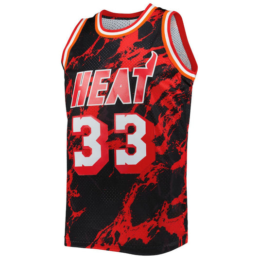 M.Heat #33 Alonzo Mourning Mitchell & Ness 1996-97 Hardwood Classics Marble Swingman Jersey Black Stitched American Basketball Jersey UNEC