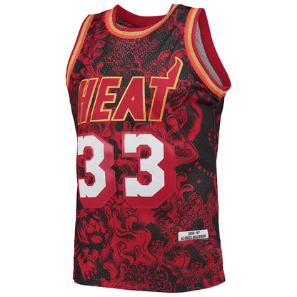 M.Heat #33 Alonzo Mourning Mitchell & Ness Hardwood Classics 1996-97 Lunar New Year Swingman Jersey Red Stitched American Basketball Jersey UNEC