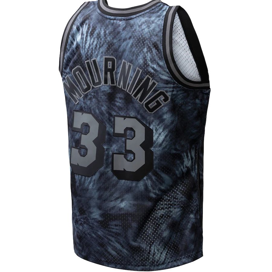 M.Heat #33 Alonzo Mourning Mitchell & Ness Unisex Hardwood Classics 1996-97 Tie-Dye Swingman Jersey Black Stitched American Basketball Jersey UNEC