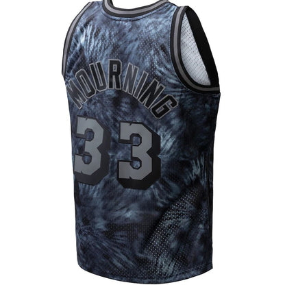 M.Heat #33 Alonzo Mourning Mitchell & Ness Unisex Hardwood Classics 1996-97 Tie-Dye Swingman Jersey Black Stitched American Basketball Jersey UNEC