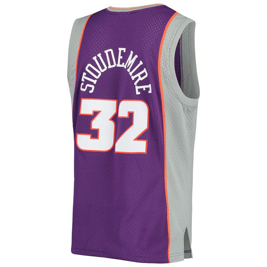 P.Suns #32 Amar'e Stoudemire Mitchell & Ness 2002-2003 Authentic Hardwood Classics Swingman Jersey Purple Stitched American Basketball Jersey UNEC