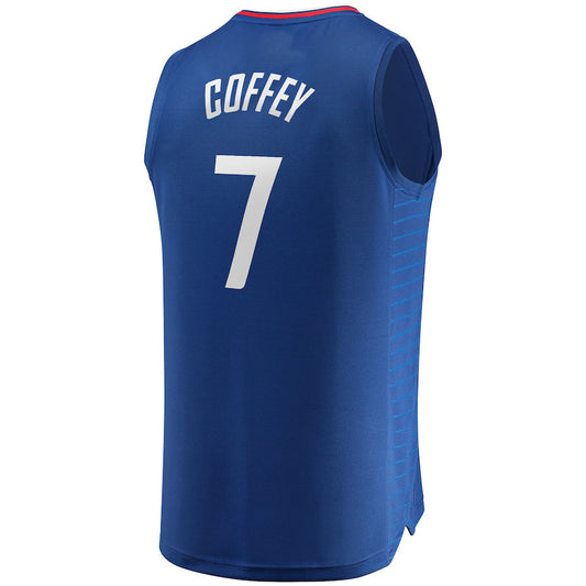 LA.Clippers #7 Amir Coffey Fanatics Branded Fast Break Replica Jersey Icon Edition Royal Stitched American Basketball Jersey UNEC