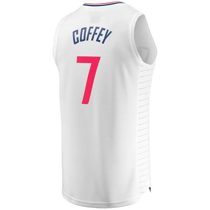 LA.Clippers #7 Amir Coffey  Fanatics Branded Fast Break Replica Player Jersey White Association Edition Stitched American Basketball Jersey UNEC